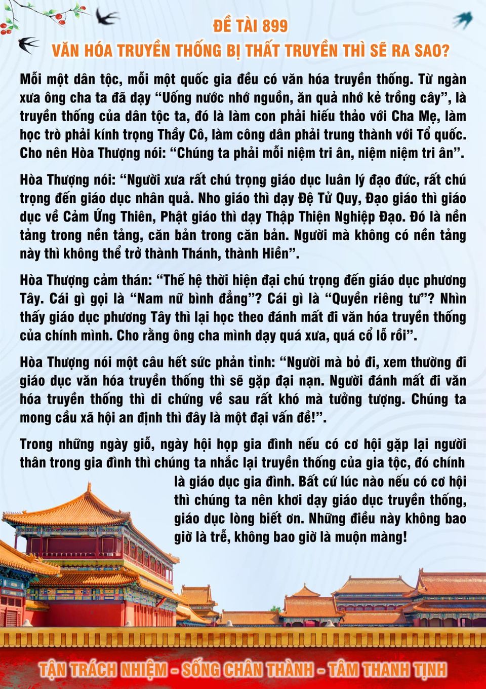 899 · Văn Hóa Truyền Thống Bị Thất Truyền Thì Sẽ Ra Sao